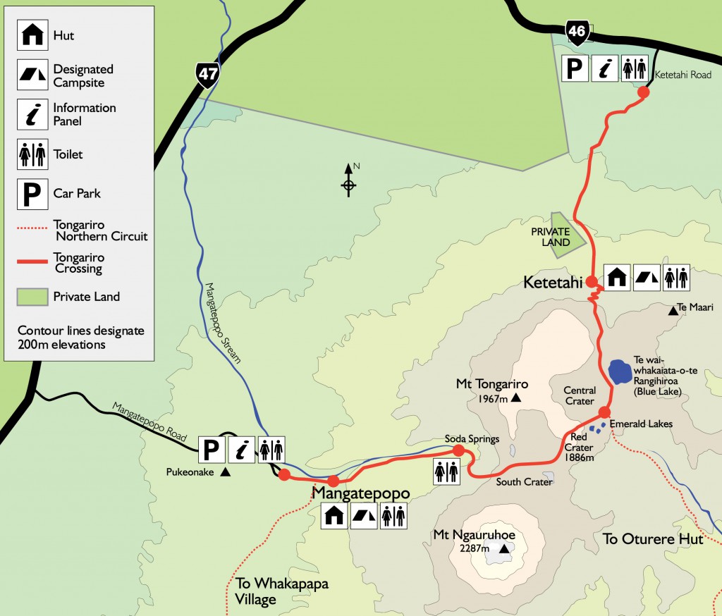 Tongariro Crossing Map